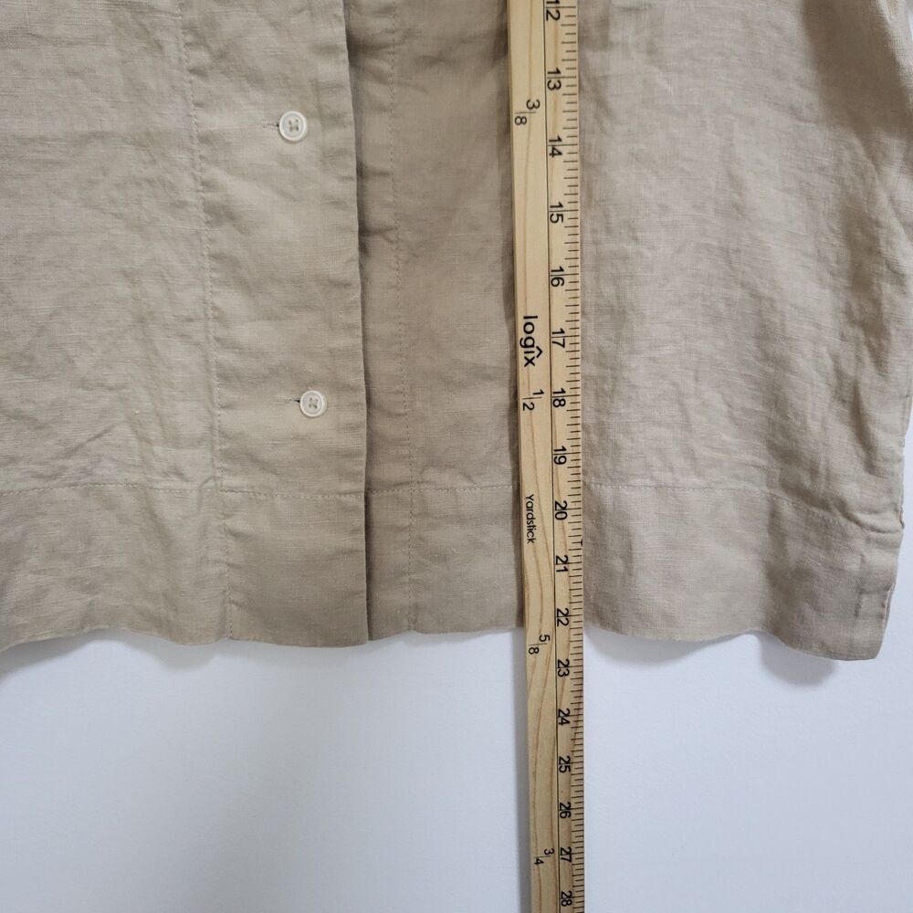 QUINCE 100% European Linen Top Womens S Driftwood Tan Short Sleeve Flax Resort - Picture 5 of 7